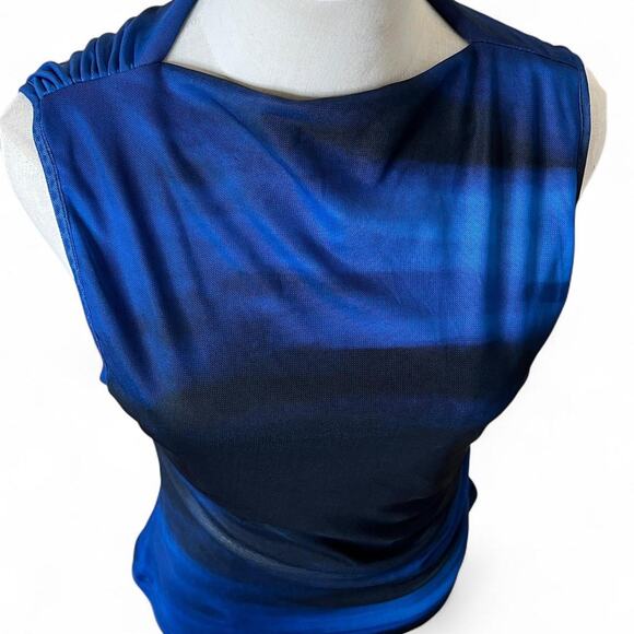 Midnight blue and black high neck sleeveless top - Picture 4 of 5